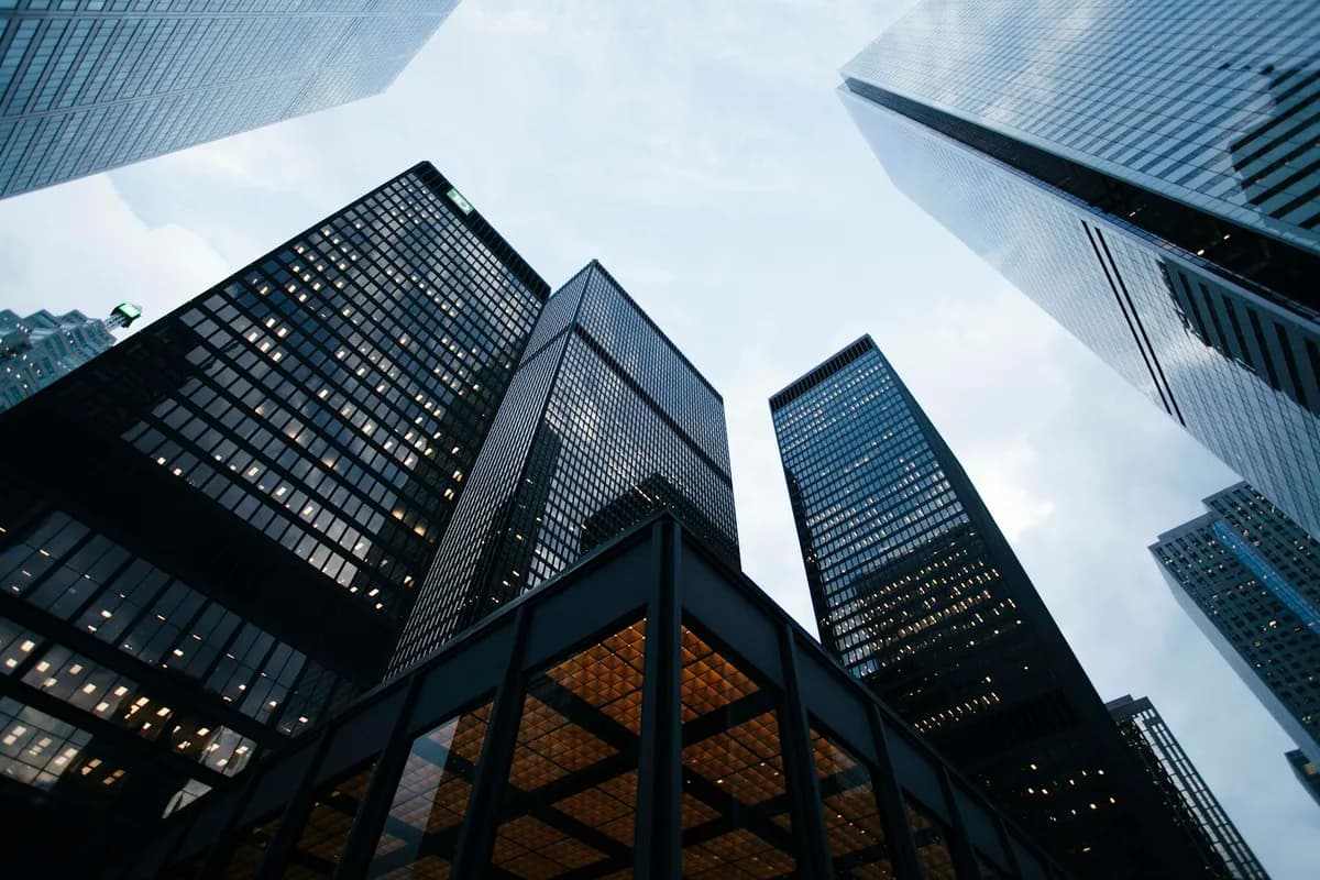 Commercial building facade viewed from street level; illustrative, not a company project or team